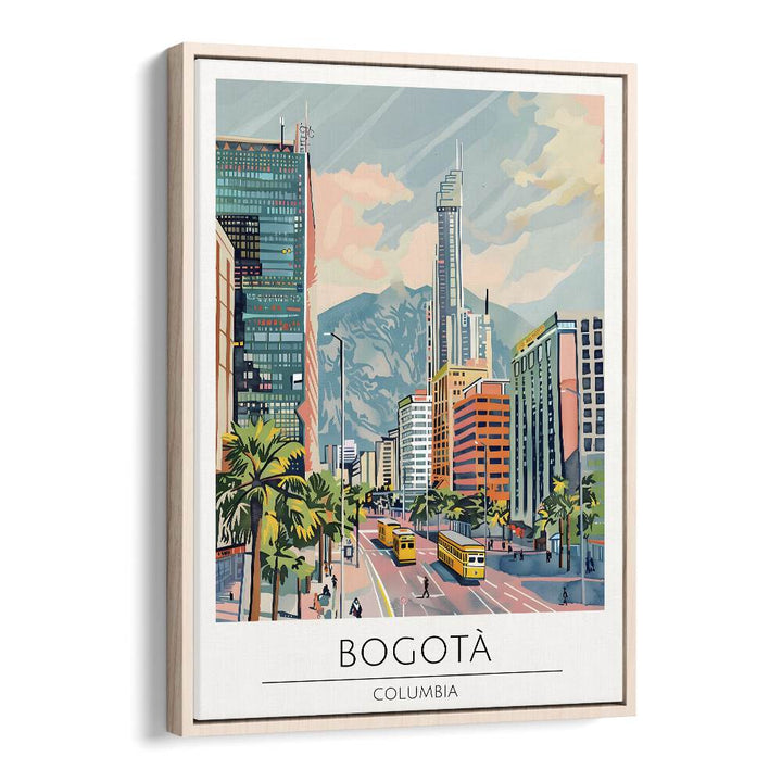 bogota-columbia travel posters in Oak Wood Floater Frame