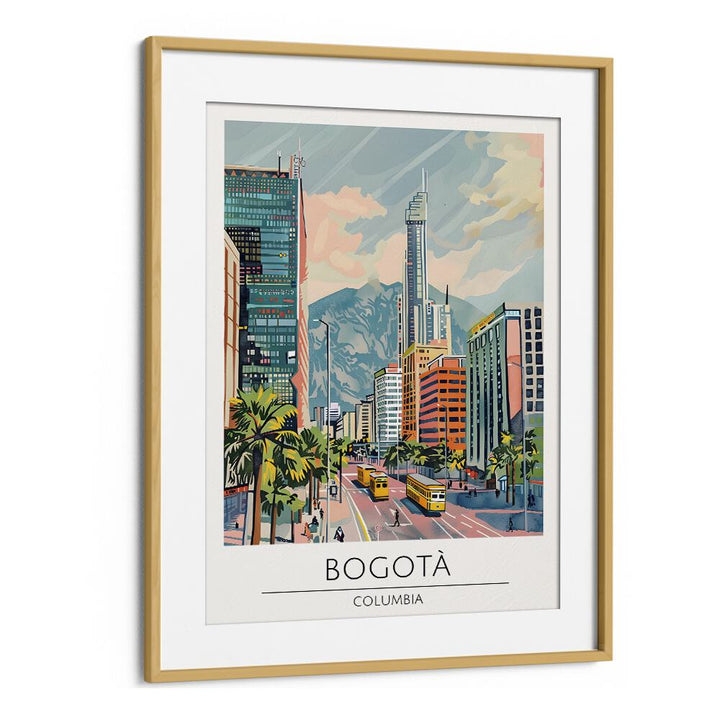 bogota-columbia travel posters in Oak Wood Frame With Mount