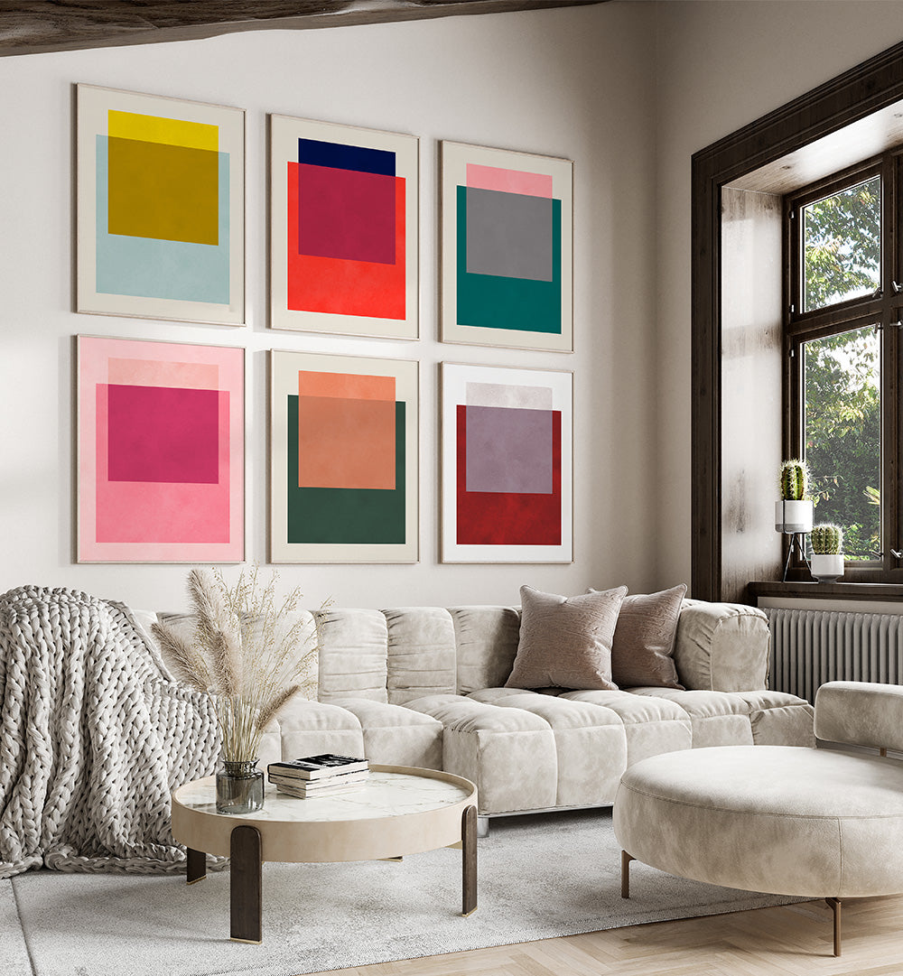 BOLD BLOCKS , SET OF 6 PAINTINGS