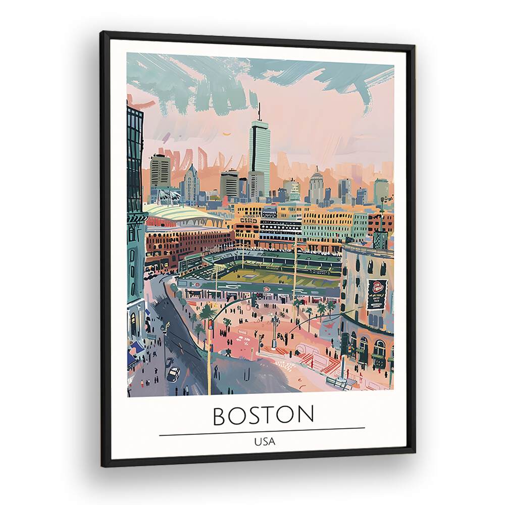 boston-usa travel posters in Black Plain Frame