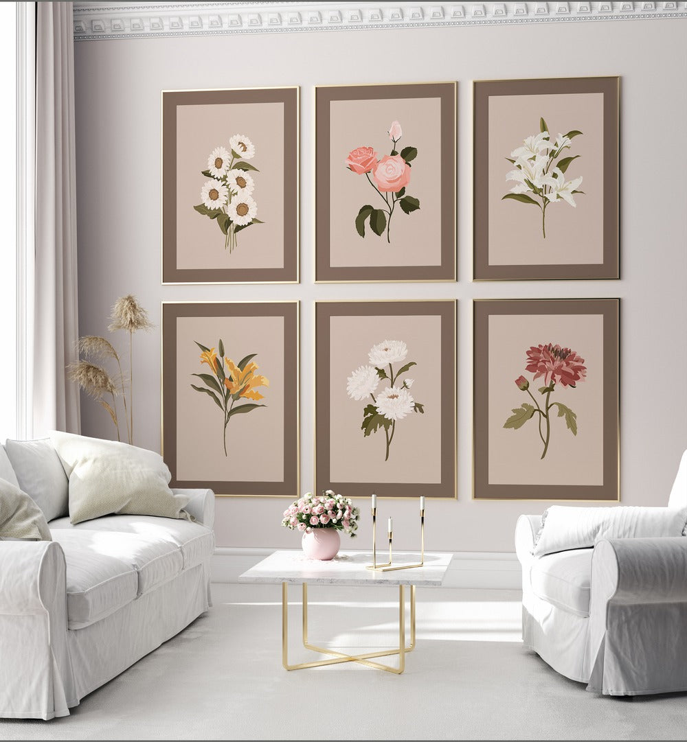 botanicals curatedgallery wall  set of 6  placed on a wall