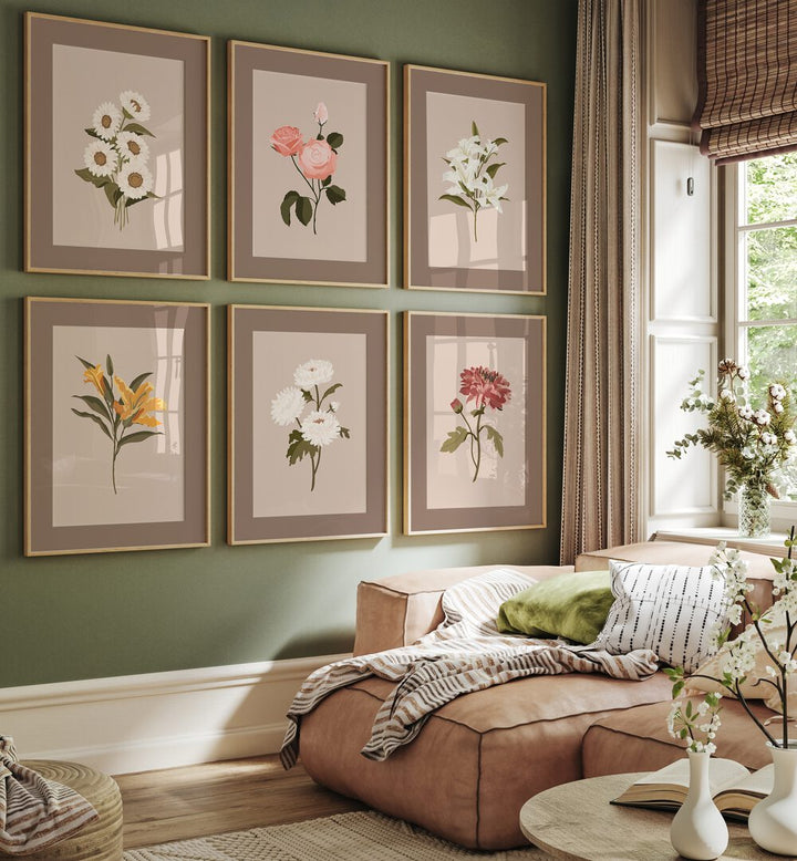 botanicals curatedgallery wall  set of 6  placed on a wall