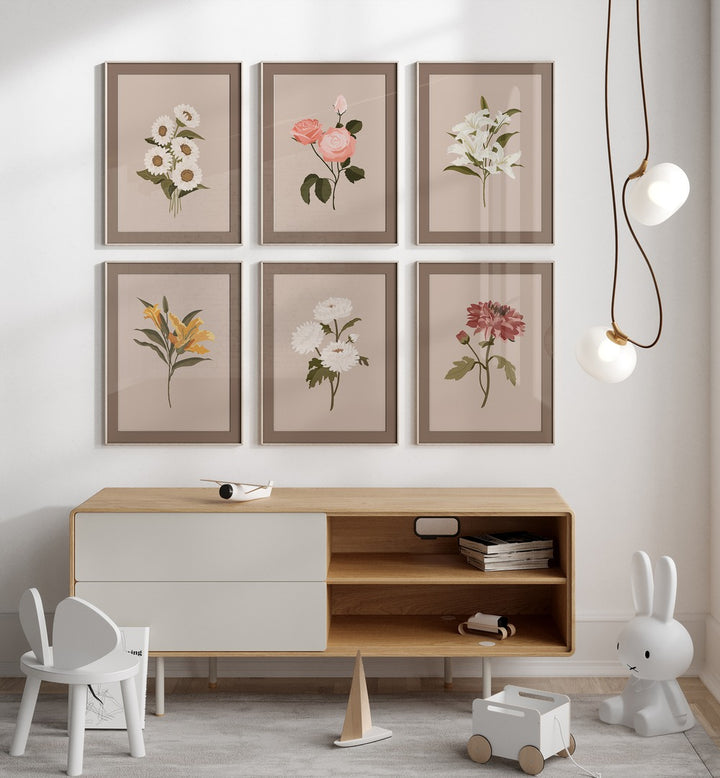 botanicals curatedgallery wall  set of 6  placed on a wall