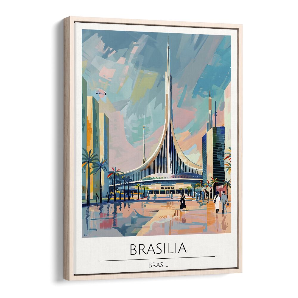 brasilia-brasil travel posters in Oak Wood Floater Frame