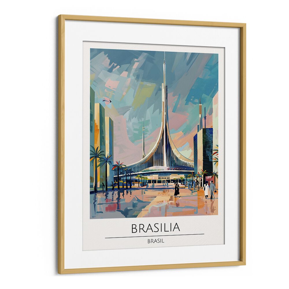 brasilia-brasil travel posters in Oak Wood Frame With Mount