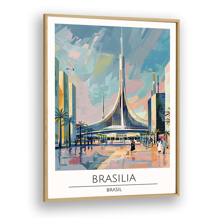 brasilia-brasil travel posters in Oak Wood Plain Frame