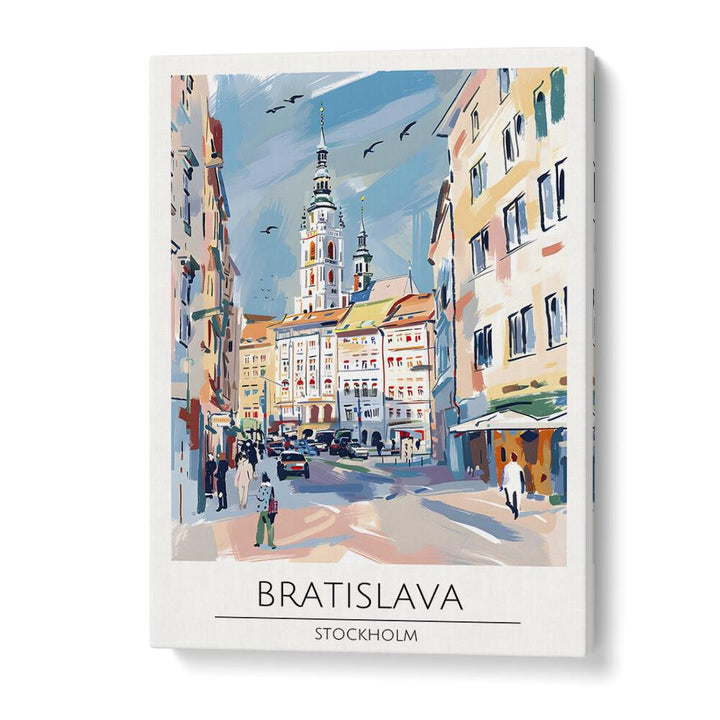 bratislava-stockholm travel posters in Gallery Wrap