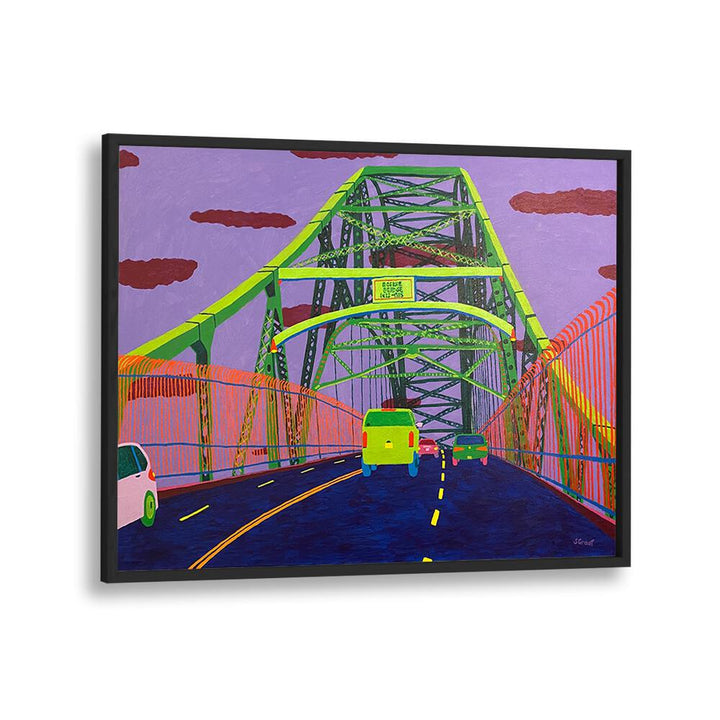 bridge to cape cod landscape art prints in Black Plain Frame