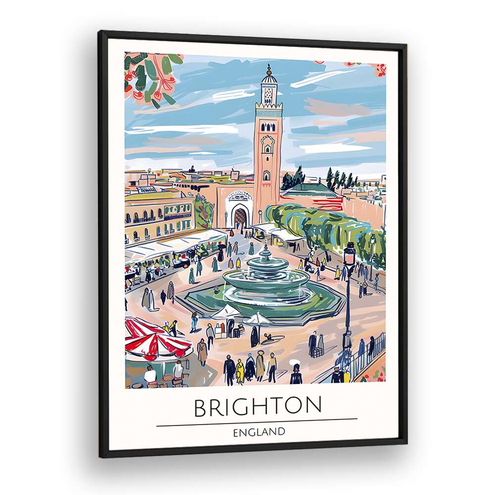 brighton-england travel posters in Black Plain Frame