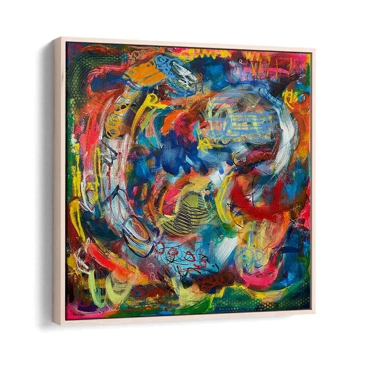 bronx wall abstract paintings in Oak Wood Floater Frame