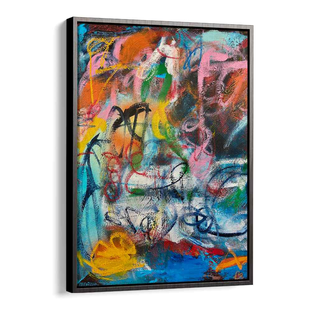 bronx wall i abstract paintings in Black Floater Frame