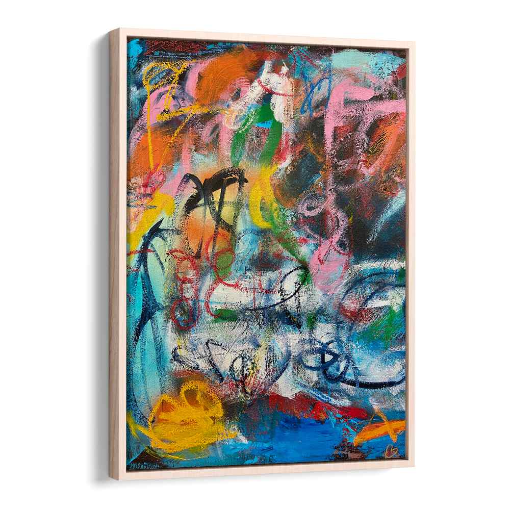 bronx wall i abstract paintings in Oak Wood Floater Frame