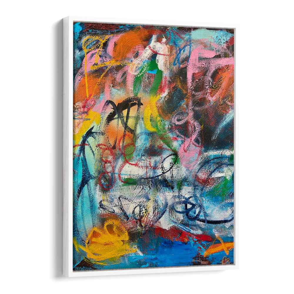 bronx wall i abstract paintings in White Floater Frame