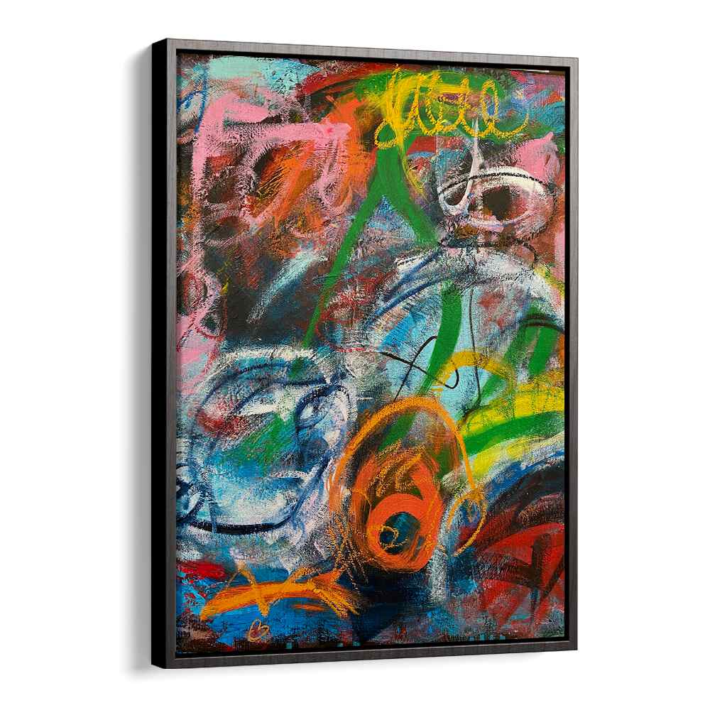 bronx wall ii abstract paintings in Black Floater Frame