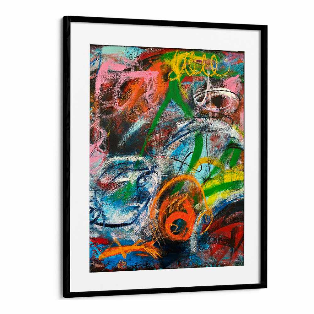 bronx wall ii abstract paintings in Black Frame With Mount