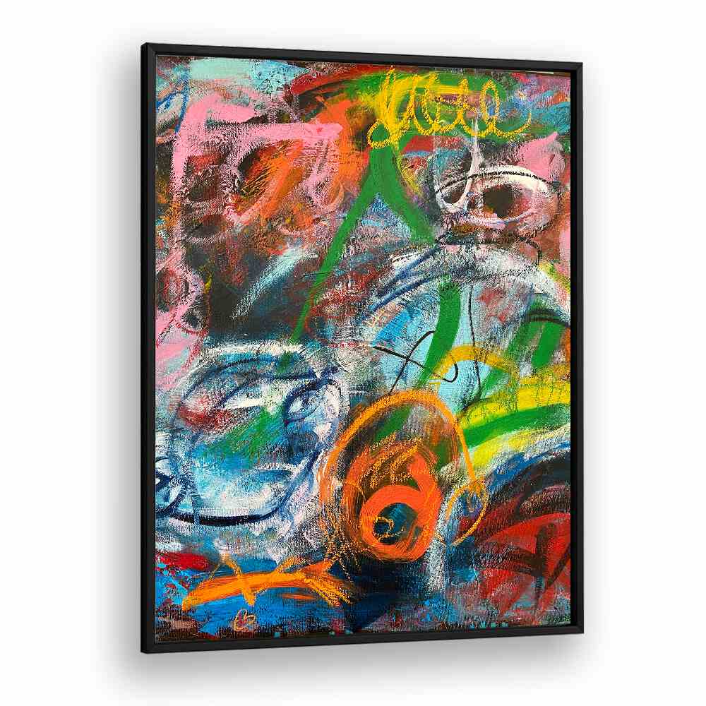 bronx wall ii abstract paintings in Black Plain Frame