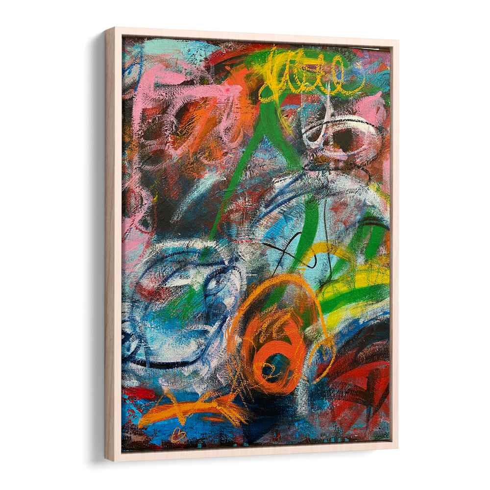 bronx wall ii abstract paintings in Oak Wood Floater Frame