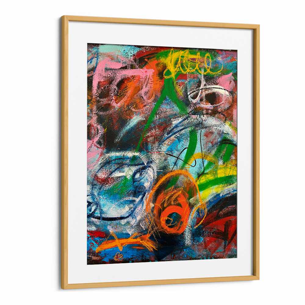 bronx wall ii abstract paintings in Oak Wood Frame With Mount