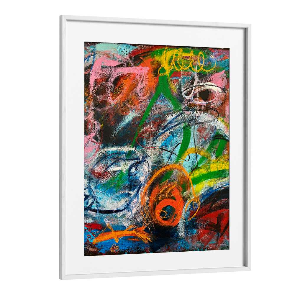 bronx wall iiabstract paintings in White Frame With Mount