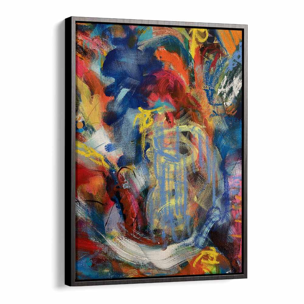 bronx wall iii abstract paintings in Black Floater Frame