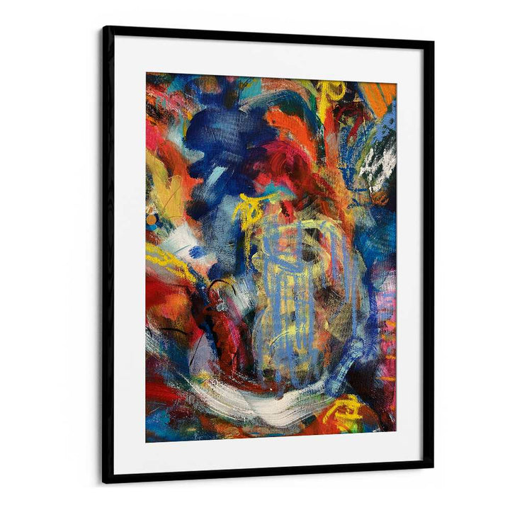 bronx wall iii abstract paintings in Black Frame With Mount