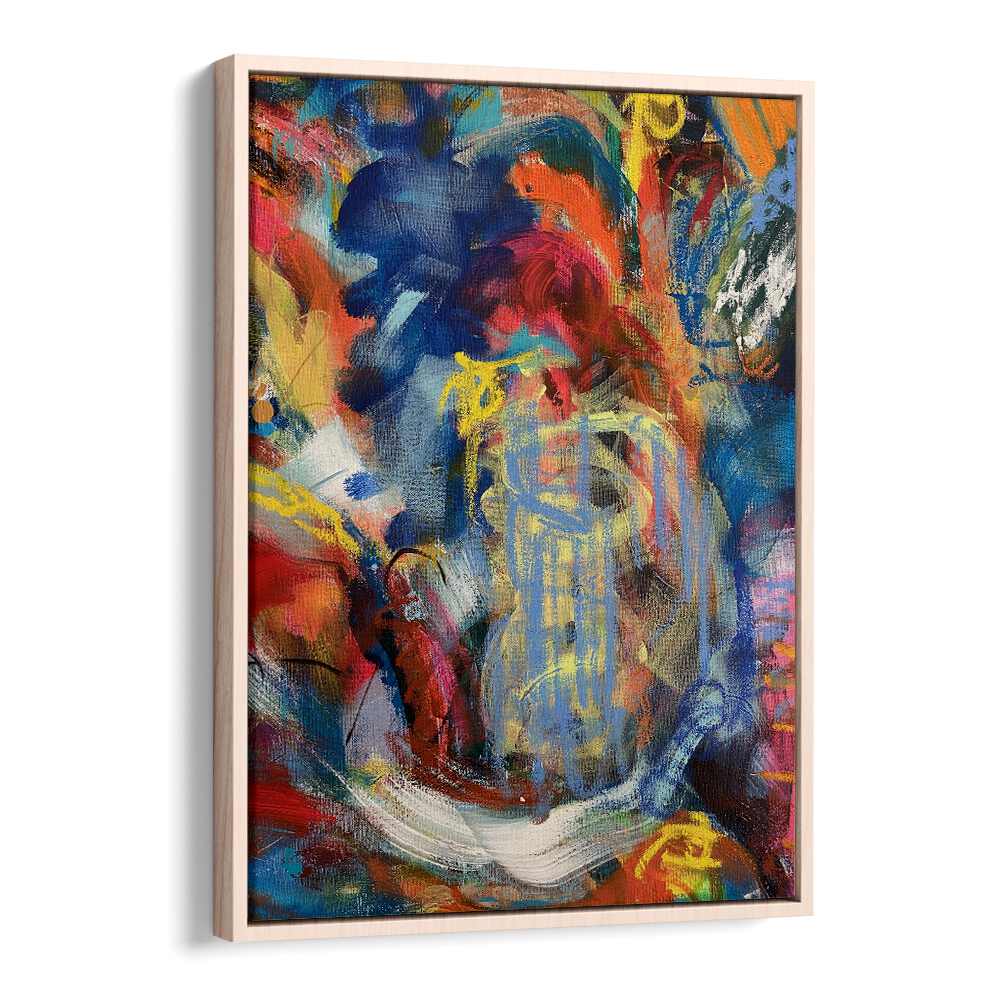 bronx wall iii abstract paintings in Oak Wood Floater Frame