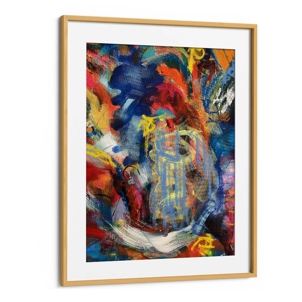 bronx wall iii abstract paintings in Oak Wood Frame With Mount