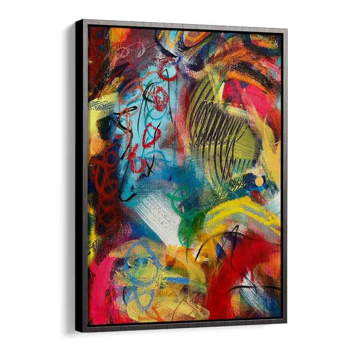 bronx wall iv abstract paintings in Black Floater Frame