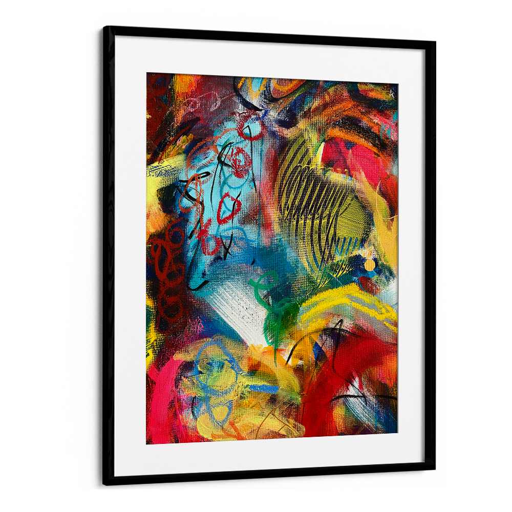 bronx wall iv abstract paintings in Black Frame With Mount