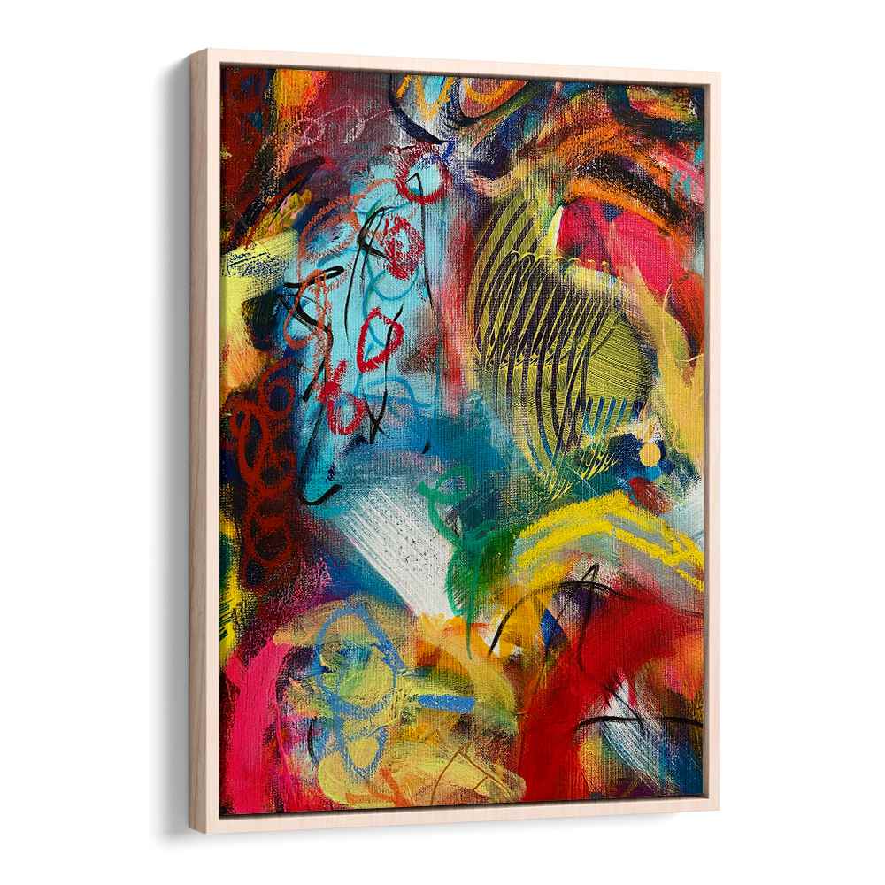 bronx wall iv abstract paintings in Oak Wood Floater Frame