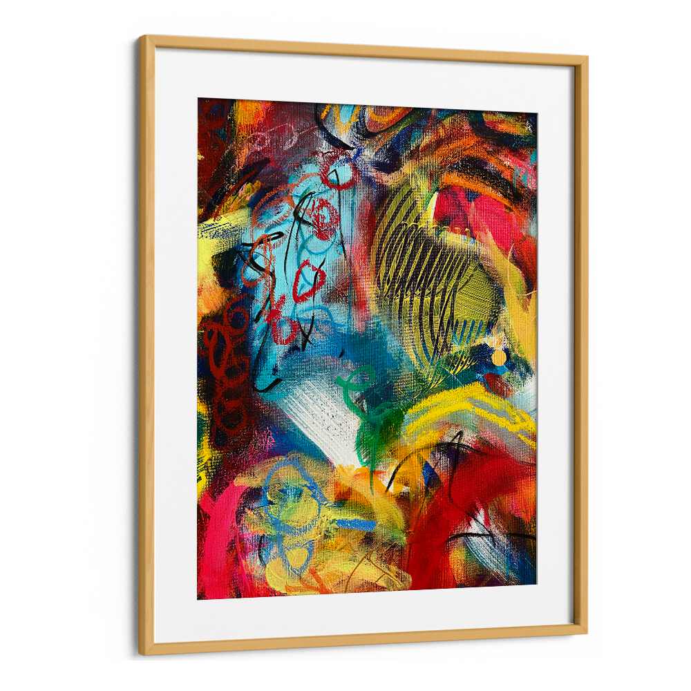 bronx wall iv abstract paintings in Oak Wood Frame With Mount