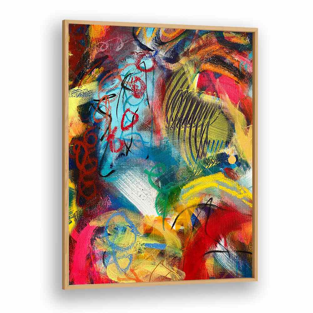 bronx wall iv abstract paintings in Oak Wood Plain Frame