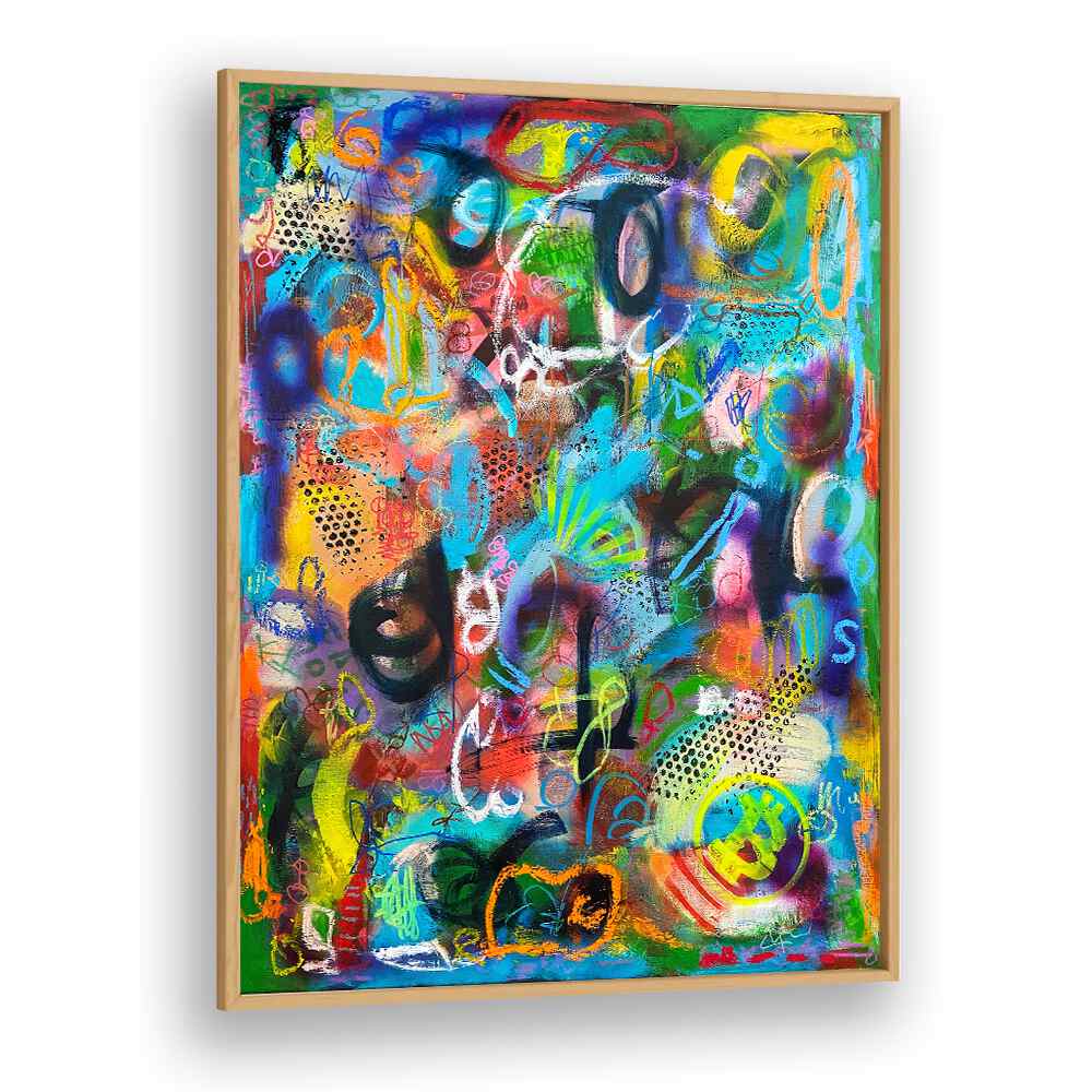 bronxfitti abstract paintings in Oak Wood Plain Frame