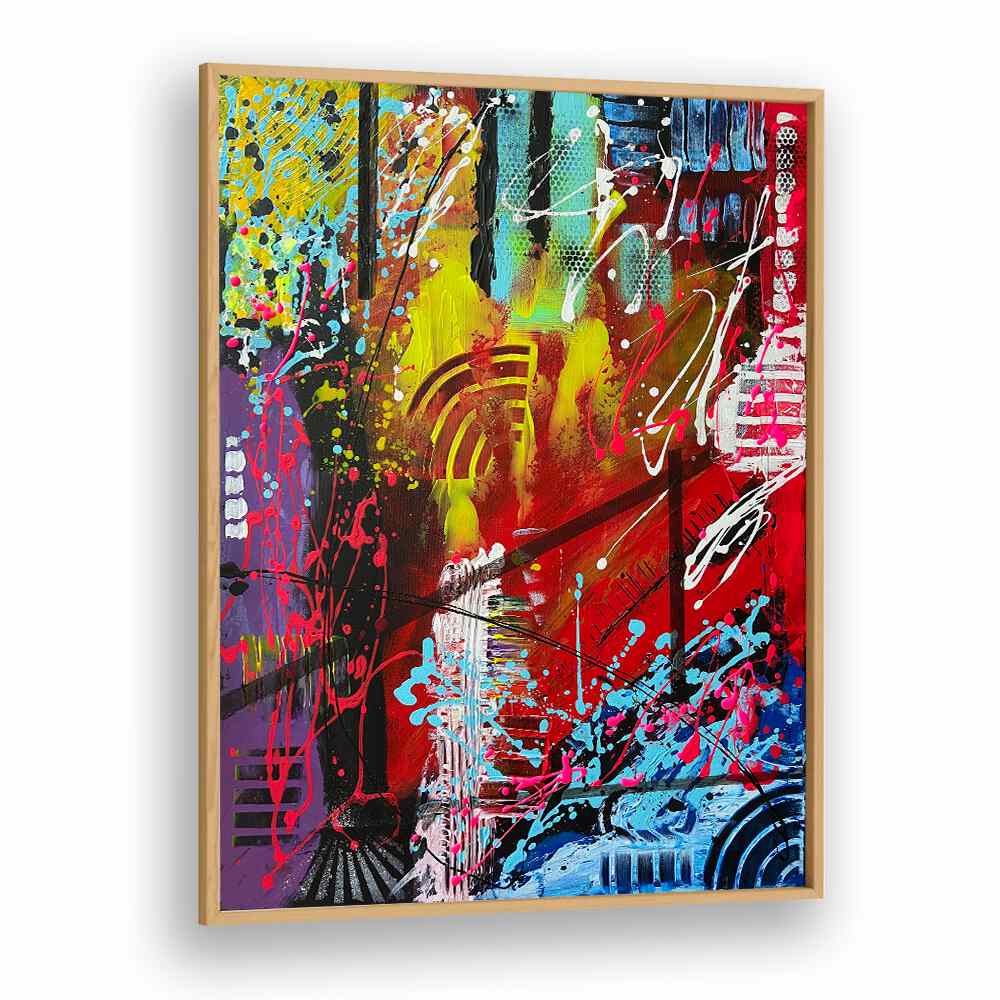 bronxfitti ii abstract paintings in Oak Wood Plain Frame