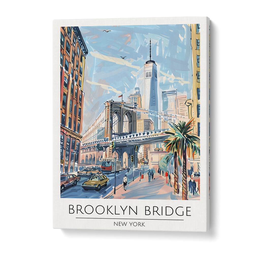 brooklyn bridge-new york travel posters in Gallery Wrap