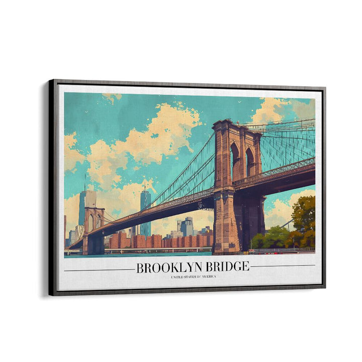 brooklyn bridge travel posters in Black Floater Frame