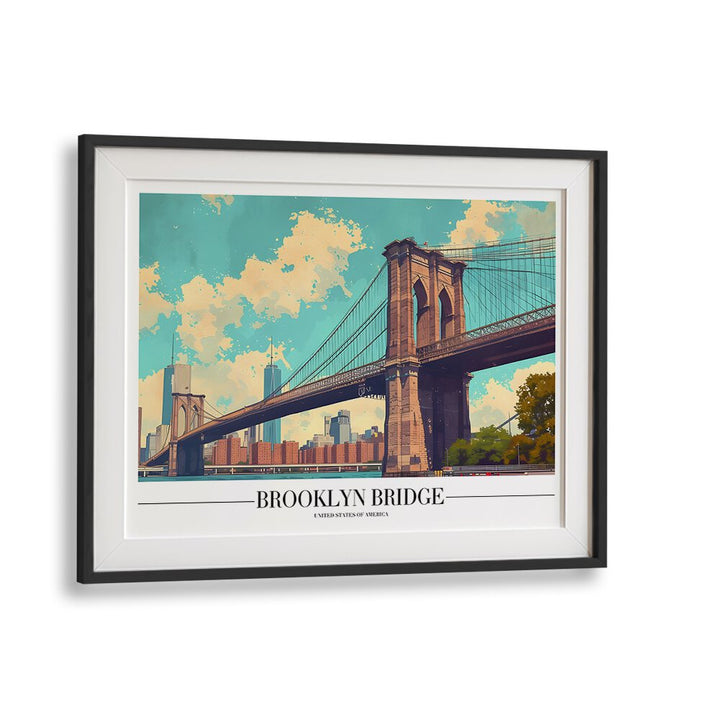 brooklyn bridge travel posters in Black Frame With Mount