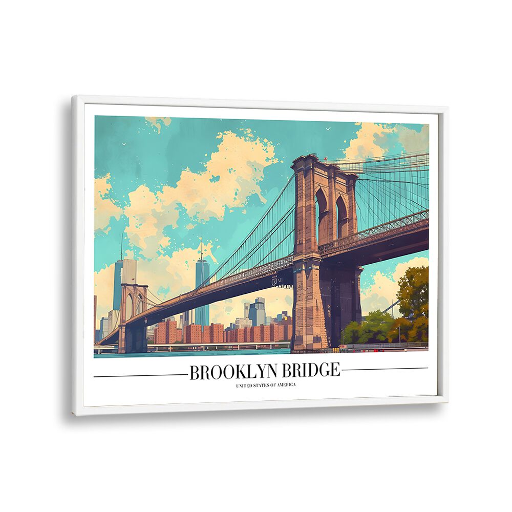 brooklyn bridge travel posters in White Plain Frame