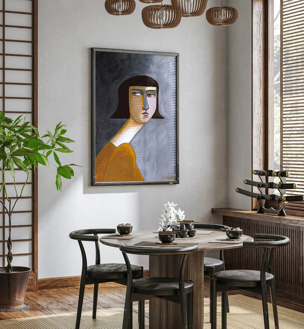 BROWNS EYES, PORTRAITS showcase a striking illustration by Sharyn Bursic, enhancing any modern space beautifully.