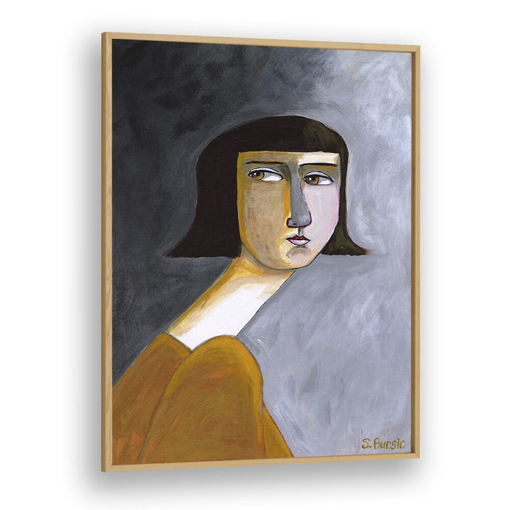 BROWNS EYES, PORTRAITS by Sharyn Bursic showcases a captivating woman in vibrant colors, perfect for any space.