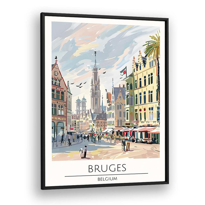 bruges-belgium travel posters in Black Plain Frame