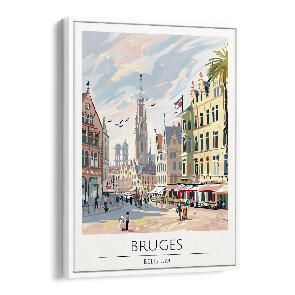 bruges-belgium travel posters in White Floater Frame