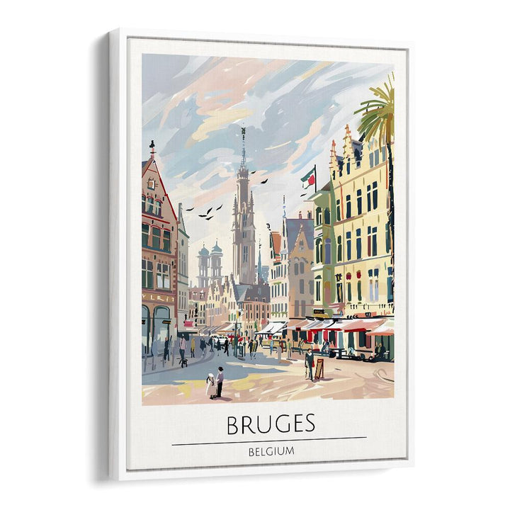 bruges-belgium travel posters in White Floater Frame