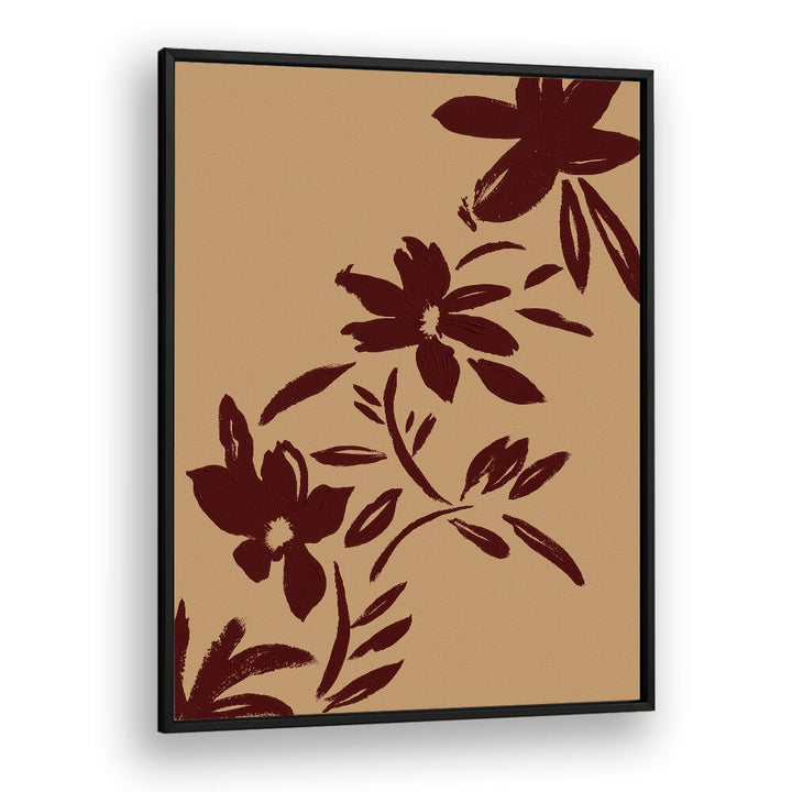 brushstrokes flowers Vintage paintings in Black Plain Frame