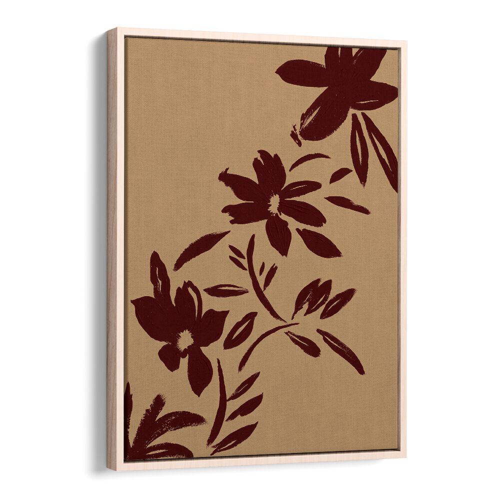 brushstrokes flowers Vintage paintings in Oak Wood Floater Frame