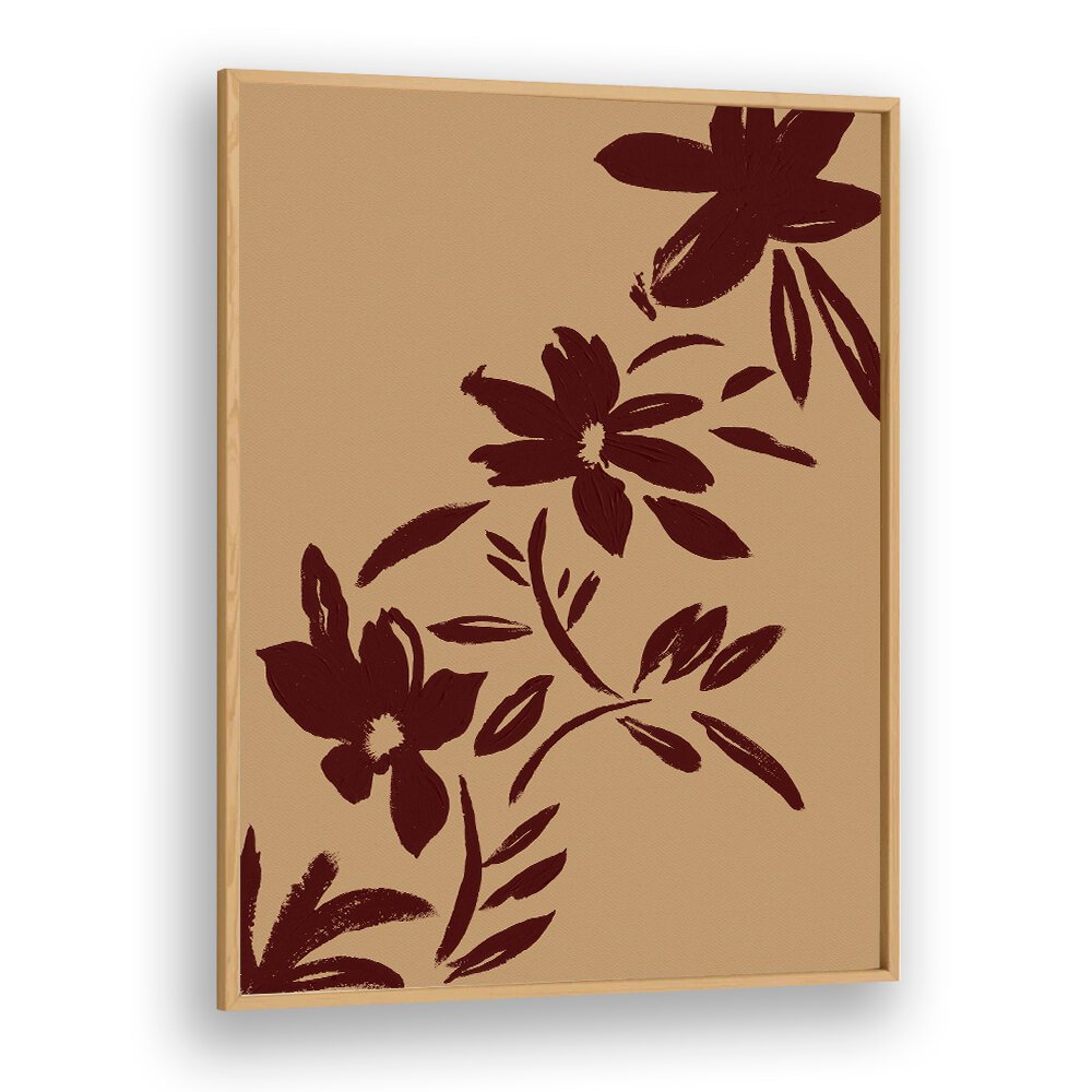 brushstrokes flowers Vintage paintings in Oak Wood Plain Frame