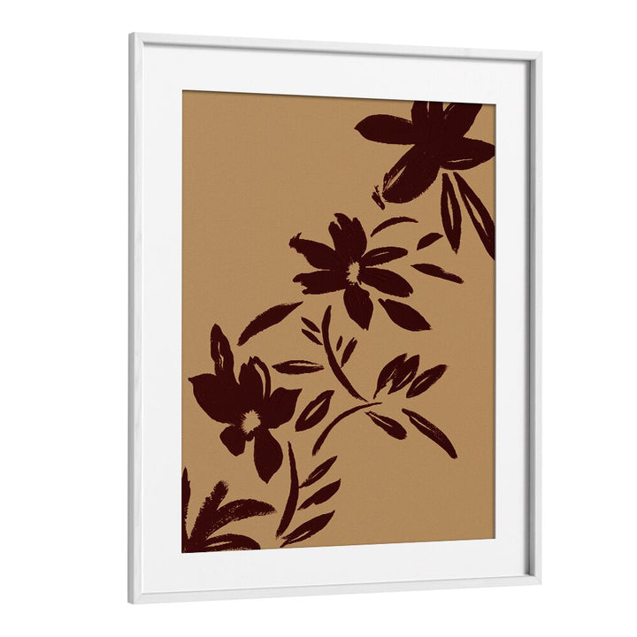 brushstrokes flowersVintage paintings in White Frame With Mount