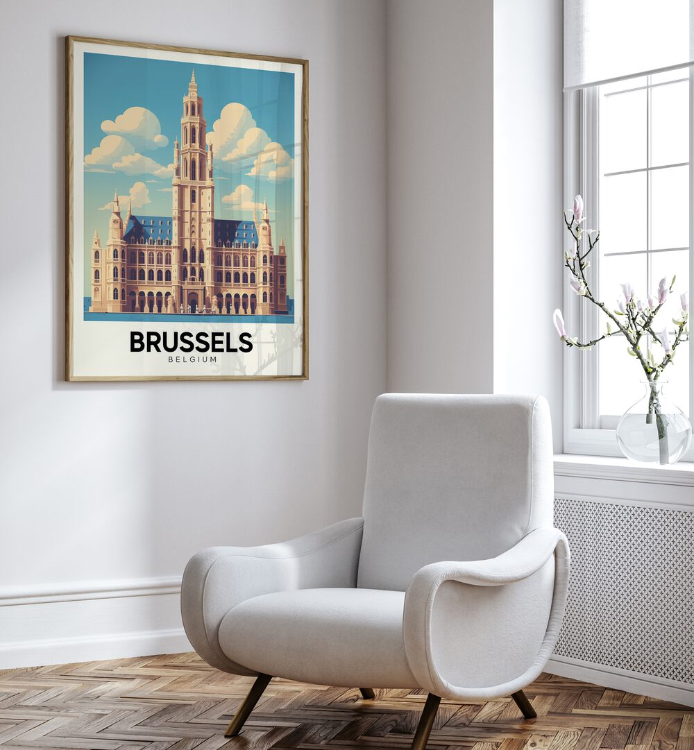 brussels-belgium I travel posters Artwork II placed on a Wall 