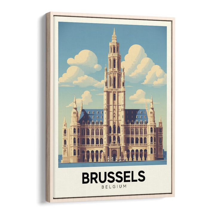 brussels-belgium I travel posters in Oak Wood Floater Frame