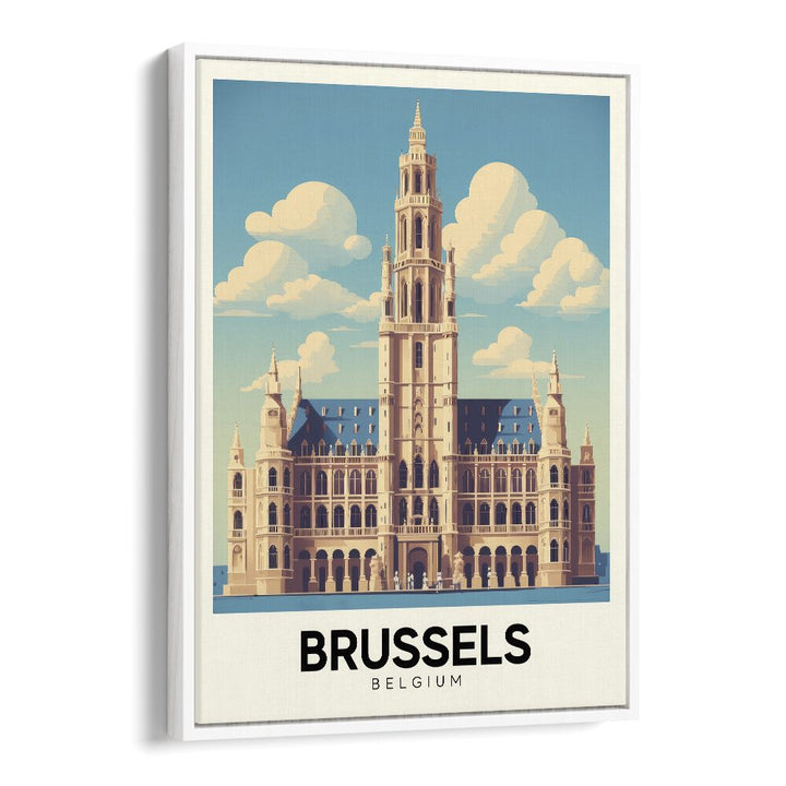 brussels-belgium I travel posters in White Floater Frame